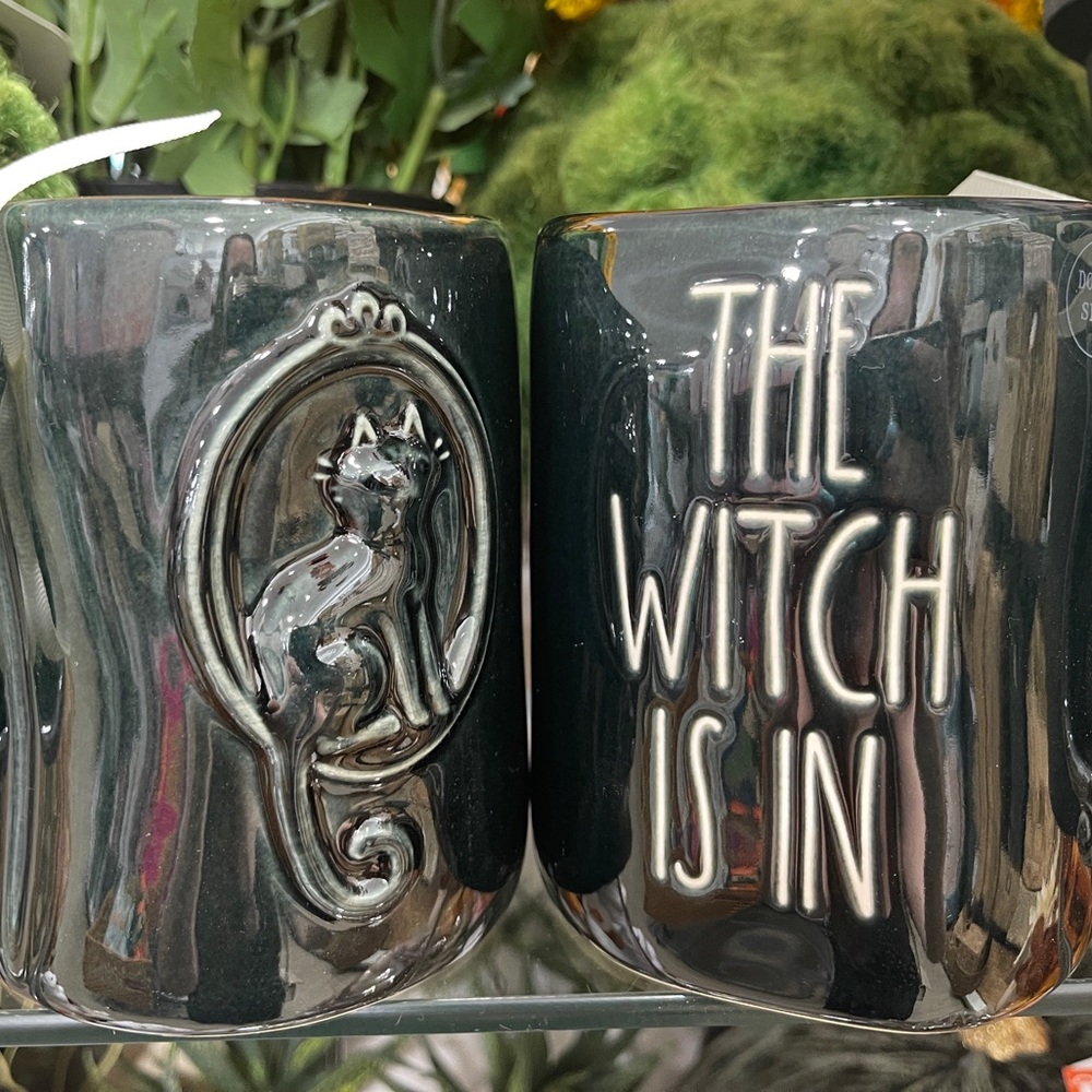 Rae Dunn Halloween Black Cat The Witch Is In Black Ceramic Coffee Mug NWT
